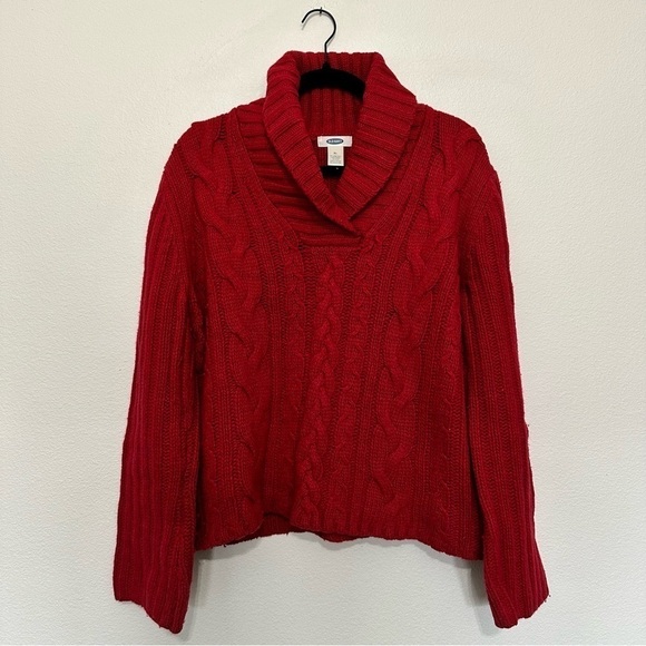 Vintage old navy fisherman sweater red cable knit sweater 65% wool blend size XL - Picture 1 of 3
